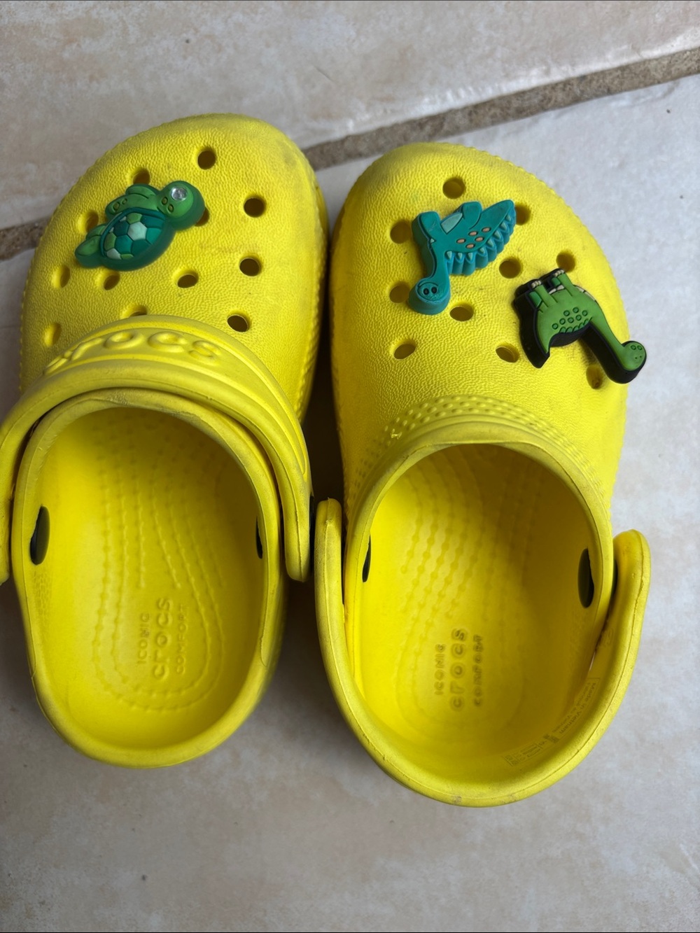 CROCS Kids Yellow Clogs with Turtle Charms